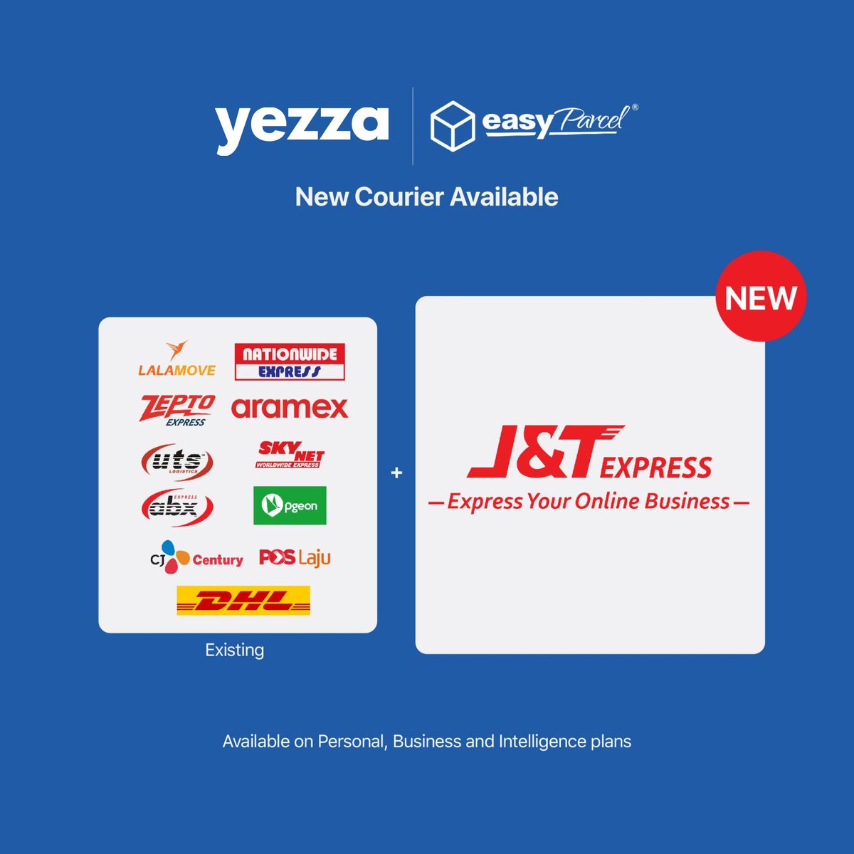 Untuk delivery, Yezza dah bantu anda integrate dengan  @easyParcel. Anda tinggal pilih kurier/ rider yang anda nak seperti :● J&T ● Poslaju● DHL● Lalamove● Zepto Express& banyak lagi