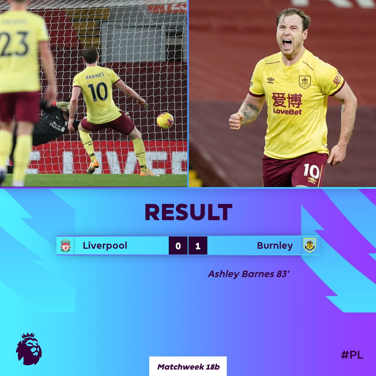 casmir765zeko's tweet photo. The Liverpool loss yesterday at Anfied broke their unbeaten clause since April 2017.What a big win for Burnley.💯💯✔️✔️💯💯 https://t.co/ybO6P8EAna