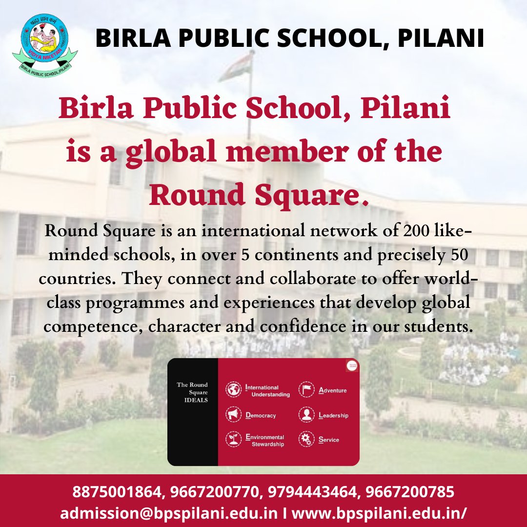 Birla Public School, Pilani takes pride in being the member of IPSC, NPSC and global member of the Round Square.

#bpspilani #residentialschool #rajasthanboardingschools