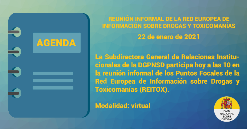 PNSDgob's tweet photo. #AgendaPNSD La Subdirectora General de Relaciones Institucionales de la DGPNSD participa hoy a las 10 en la reunión informal de los Puntos Focales de la Red Europea de Información sobre Drogas y Toxicomanías (#REITOX) de @EMCDDA https://t.co/PSi8KsdXcx