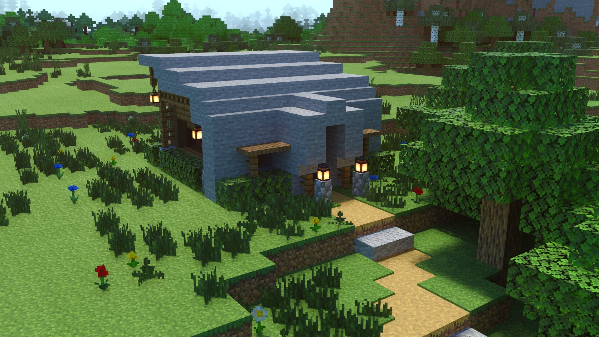こぐまぷろ Kogumapro 石と一種類の木材でサバイバルハウス作ってみました 入口部分に向かってドームのようになってます ちょっと小人の家みたいで気に入ってます マイクラ Minecraft建築コミュ マインクラフト Minecraft バニラ建築学部