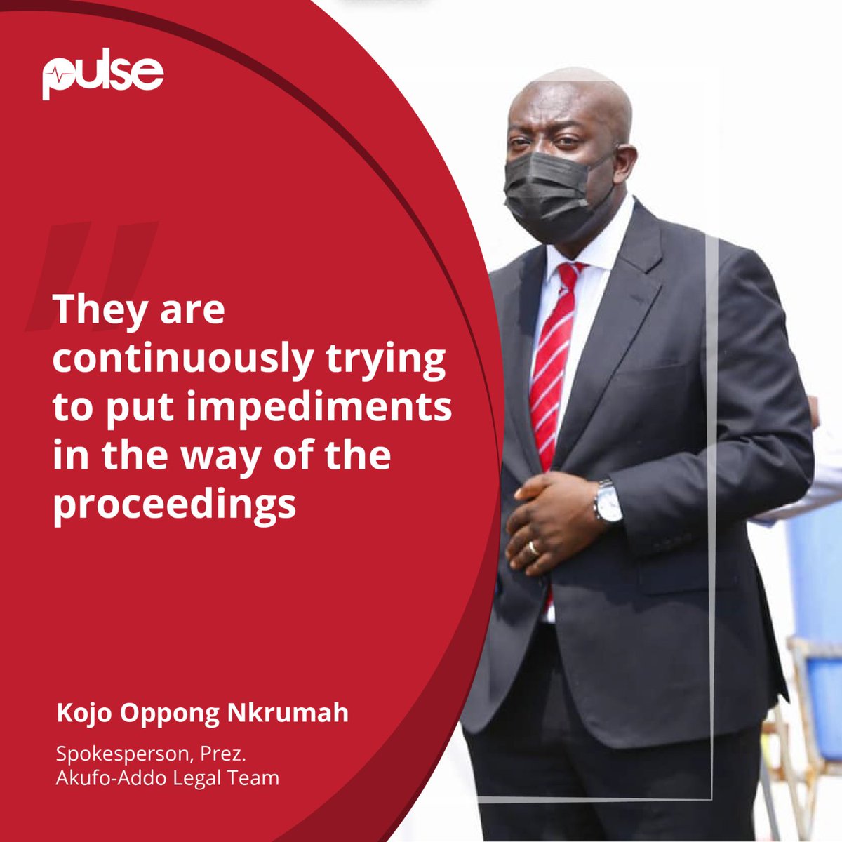 PulseGhana's tweet photo. Kojo Oppong Nkrumah, a spokesperson for President Akufo-Addo's legal team has stated that lawyers for John Mahama are in court only to pander to their supporters.

According to him, John Mahama is using the court case to run again in 2024

#TalkToPulse https://t.co/2okUQGxXE7