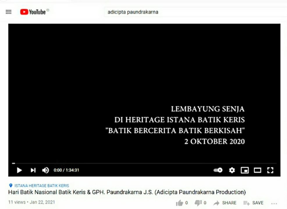 adiciptaoficial's tweet photo. Halo teman-teman semua. 
Video pertunjukan Adicipta Paundrakarna Production di acara Hari Batik Nasional 2020 bersama @BatikKerisIndo dan GPH. Paundrakarna J.S. sudah bisa teman-teman saksikan di chanel YouTube kami, ya. 
Terimakasih. 
🇮🇩🇮🇩🇮🇩🇮🇩😊😊😊😊❤❤❤❤🙏🙏🙏🙏 https://t.co/feNcuf0p6A