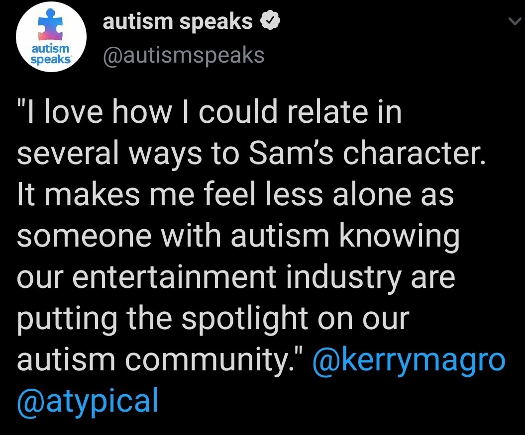 more of autism speaks supporting the show.