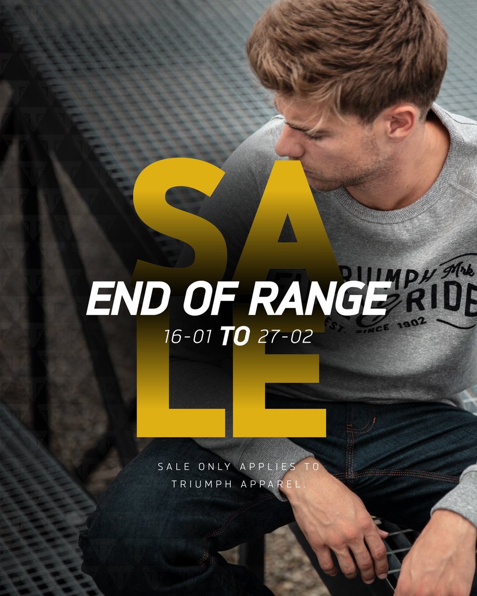 TriumphMotorSA's tweet photo. Our END OF RANGE SALE has seen some great traffic online and in-store over the past week. 😉  Sure you want to know what the hype is all about? Why not visit our Jhb or CT showroom over the weekend and see for yourself. 
#triumphsa #sale #endofrange #motorcycle #fortheride https://t.co/MWsRuS9ahR