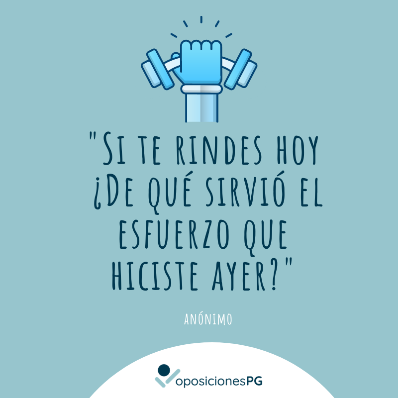 ¡NO VALE RENDIRSE! Sabemos que es duro, que hay que trabajar mucho y que hay que decdicarle mucho tiempo para poder conseguir un a plaza, pero es algo MUY SATISFACTORIO. ¡VAMOS A CONSEGUIRLO!