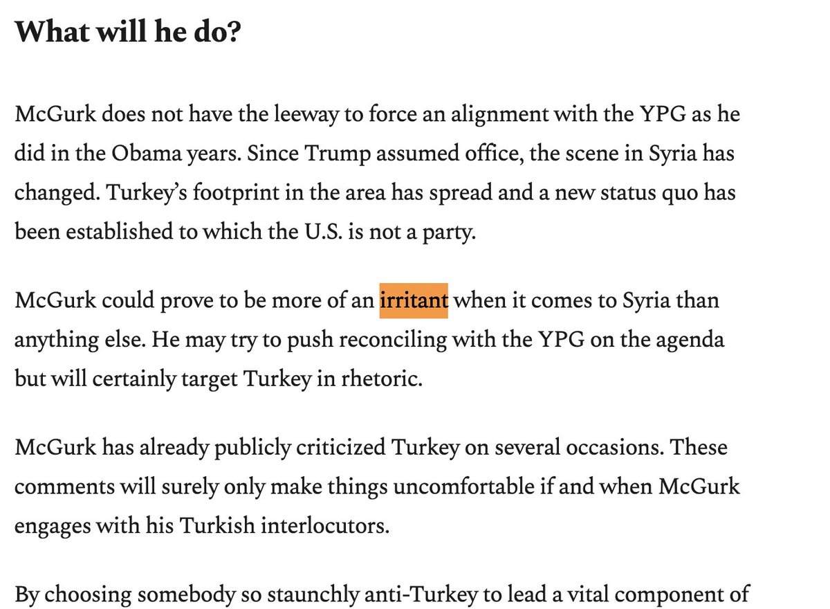 Look at the rhetoric that the regime media in Ankara uses to describe how US officials are "irritants", as if Ankara is controls the US. And note how the article celebrates how the former US admin was pushed around and forced to do things by Ankara's "footprint"