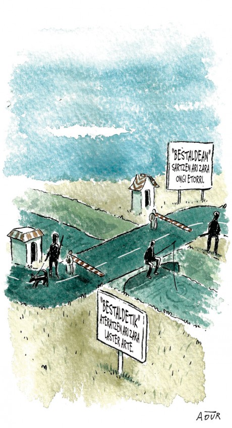 Mugaren mugan

labur.eus/L3k2l

<a href="/AdurLarrea/">Adur</a>​ren tira grafikoa.