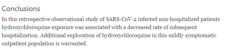 raoult_didier's tweet photo. Etude publiée dans BMC Infectious Diseases : les auteurs concluent à l'efficacité de l'hydroxychloroquine pour prévenir l'hospitalisation de patients infectés par le SARS-COV-2.
https://t.co/eSuwIV5B62 https://t.co/a2Frorf96l