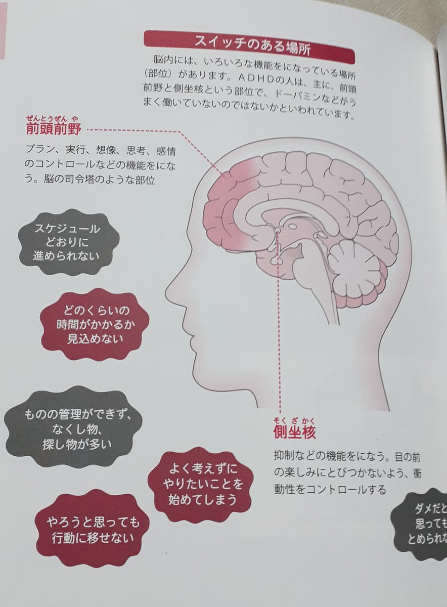 「ADHDの人のやる気マネジメント」面倒な事を先伸ばししてしまうADHDの特性を改善するための本。
・やった時のメリットを考える。
・「～したい」と口に出してみる。(やりたくなくても)
・時間感覚が弱く、過去に学べない未来を予測することはできない。失敗と原因を書きとめ所要時間の見積 