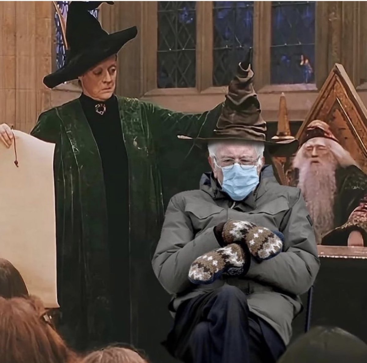 laura_caffeine's tweet photo. I know we've all fallen down the Bernie Sanders meme-hole, but I think this is my favorite #potterheadforlife https://t.co/MxRQpsm7fR