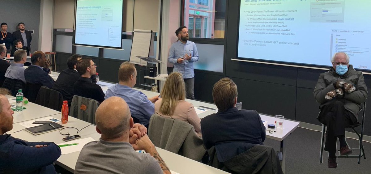 A time when we could meet with partners and customers and speak about what was new and what could help. Friday fun with #Citrix and #Bernie Not sure he's to keen on hearing about #GCP