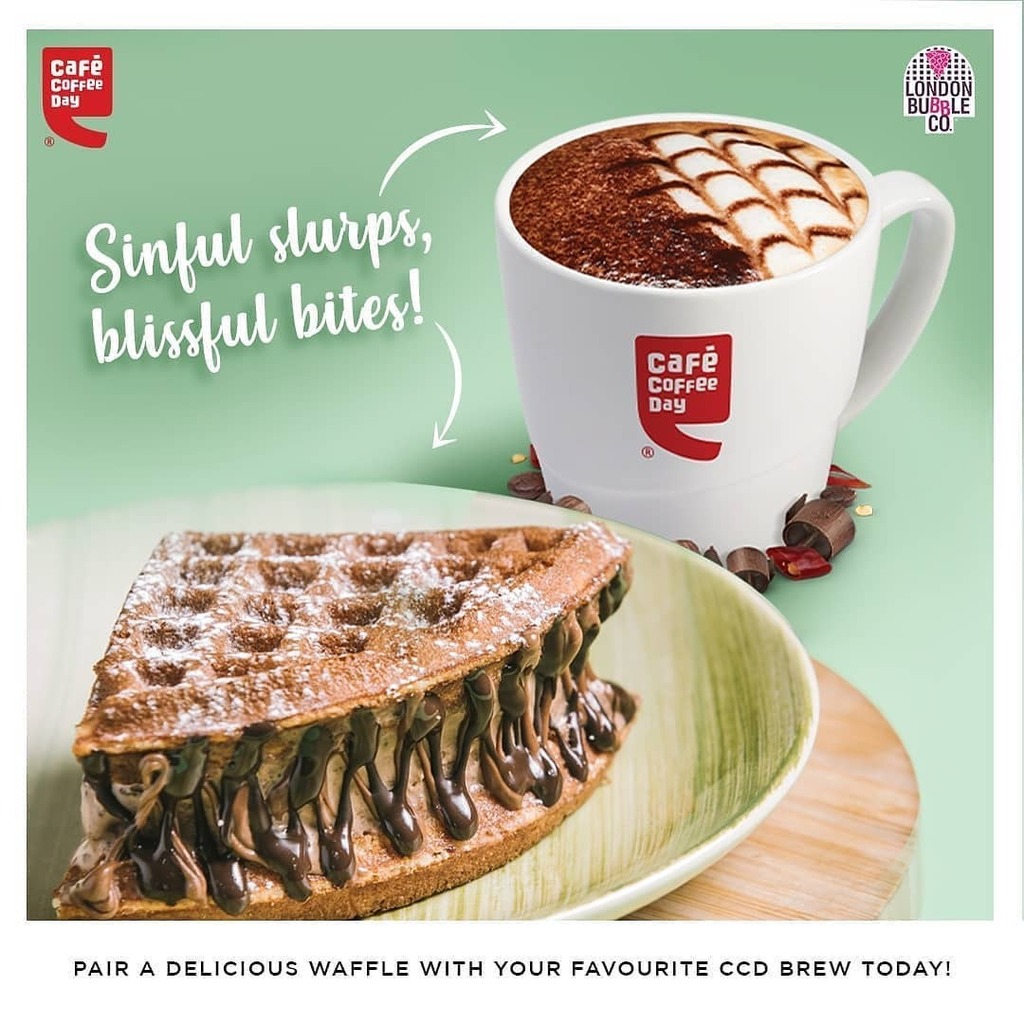 Find the perfect match for your favourite CCD coffee from a wide range of waffles by London Bubble Co at your nearest CCD now! *Available at select cafes. 

#cafecoffeeday #ccd #londonbubbleco #waffee #coffee #waffles #wafflelove #coffeeandwaffles #desse… instagr.am/p/CKVxoiprFp5/
