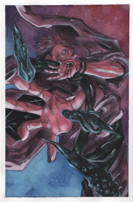 呪術廻戦14巻の表紙、模写ってみました! #呪術廻戦 #呪術廻戦14巻