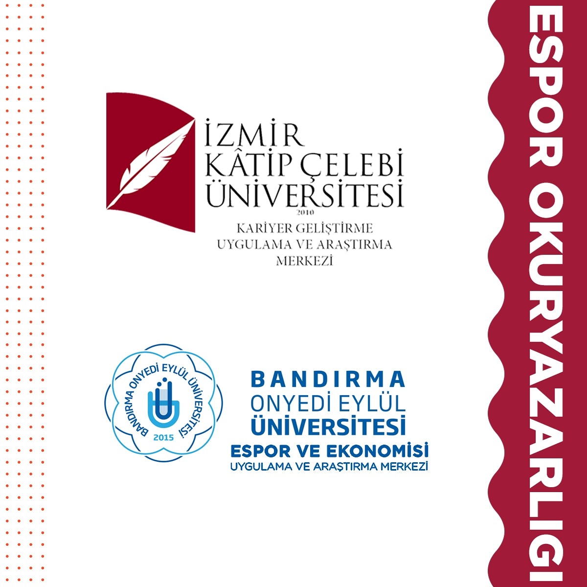 Espor Okuryazarlığı eğitimlerimizi İzmir Katip Çelebi Üniversitesi Kariyer Geliştirme Merkezi işbirliği ile üniversite öğrencilerine ulaştırıyoruz.
#espor #esports #esporegitimi #esporokuryazarligi