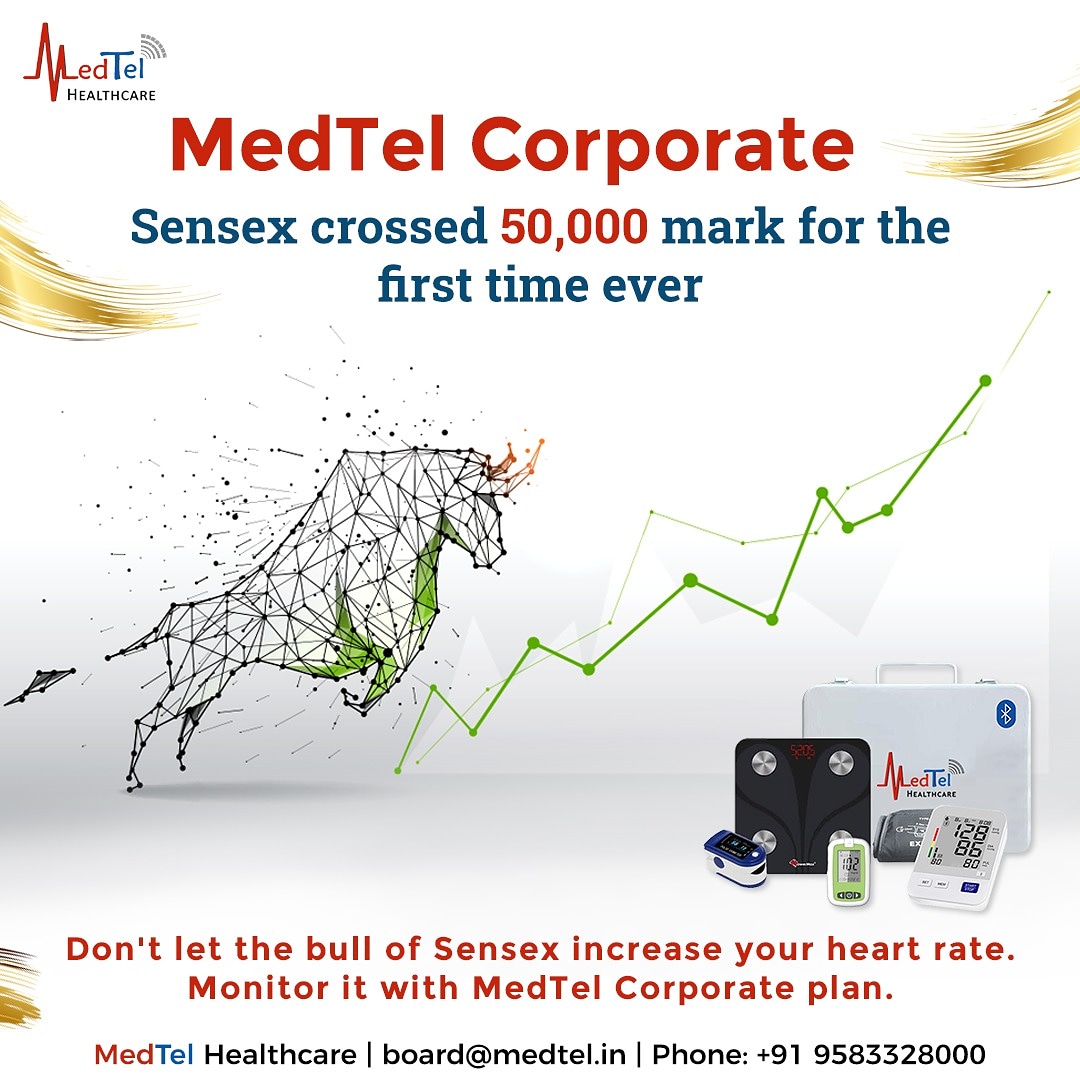 MedTel_Health's tweet photo. Don't let the recent fluctuations of Sensex affect your heart rate. Monitor your health with Medtel Corporate Plan.

#medtelhealthcare
#medtel #digitalhealth #medtelcorporate #corporatehealth #hospitals #ayushmanbharat #smarthealthcare #healthcareinnovations  #connectedcare https://t.co/1RpJB2h8ZZ