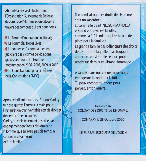 Dors en paix soldat des droits de l'Homme.