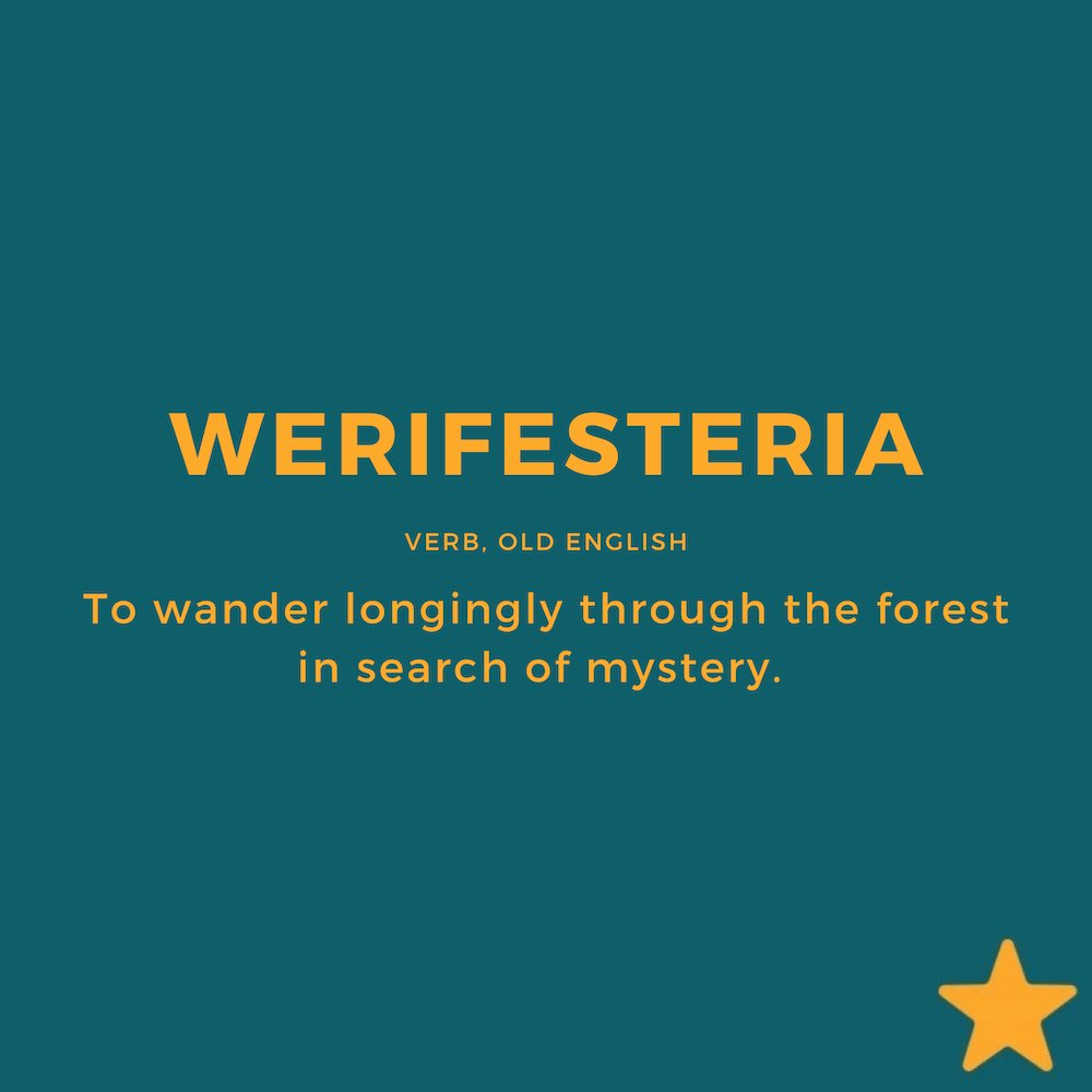 vaultrice's tweet photo. #untranslatablewords

WERIFESTERIA
verb, #oldenglish

To wander longingly through the forest in search of mystery.

#localistars #translator #translation #localization #l10n #t9n #xl8 #i18n #m17n #translationagency #translationjobs #freelancetranslator #saas #werifesteria https://t.co/3F5hRlLs6Z