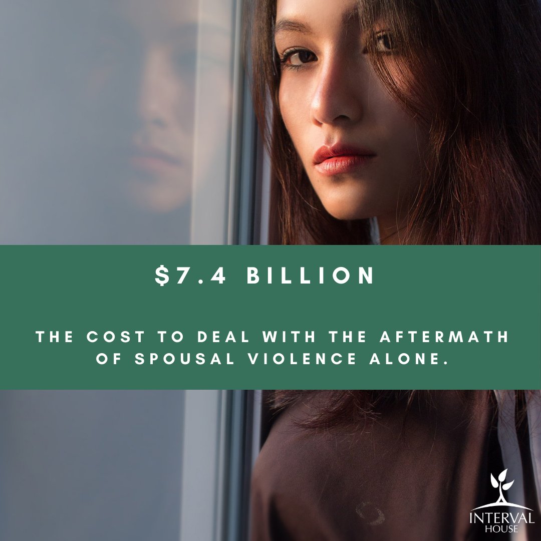Interval House supports the survivors of intimate partner violence. Violence against women affects everyone in our community. It  costs Canadian taxpayers and the government $7.4 billion to deal with the aftermath of spousal violence alone.  intervalhouse.ca/take-action/do…