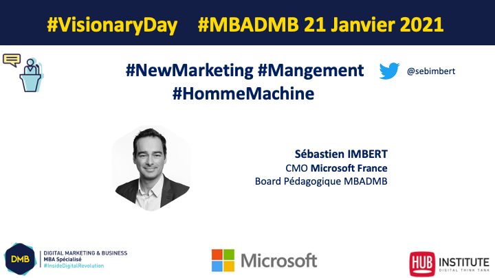 Le #ModernMarketing selon Sébastien Imbert, lors du #VisionaryDay organisé par le <a href="/MBADMB/">mbadmb</a>, le <a href="/HUBInstitute/">HUB Institute</a> et <a href="/microsoftfrance/">Microsoft France</a> : Du Marketing créatif, prédictif, "data  &amp; revenue driven" pour aiguiller les Ventes vers les meilleures conversions possibles"
<a href="/sebimbert/">Sébastien Imbert</a> #Marketing