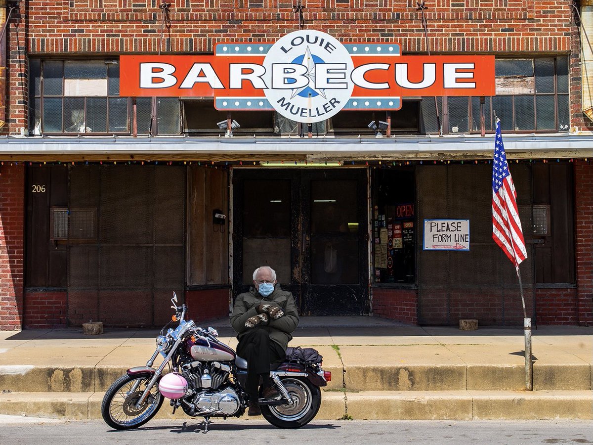 Bernie knows barbecue <a href="/LouieMuellerBBQ/">Louie Mueller BBQ</a>