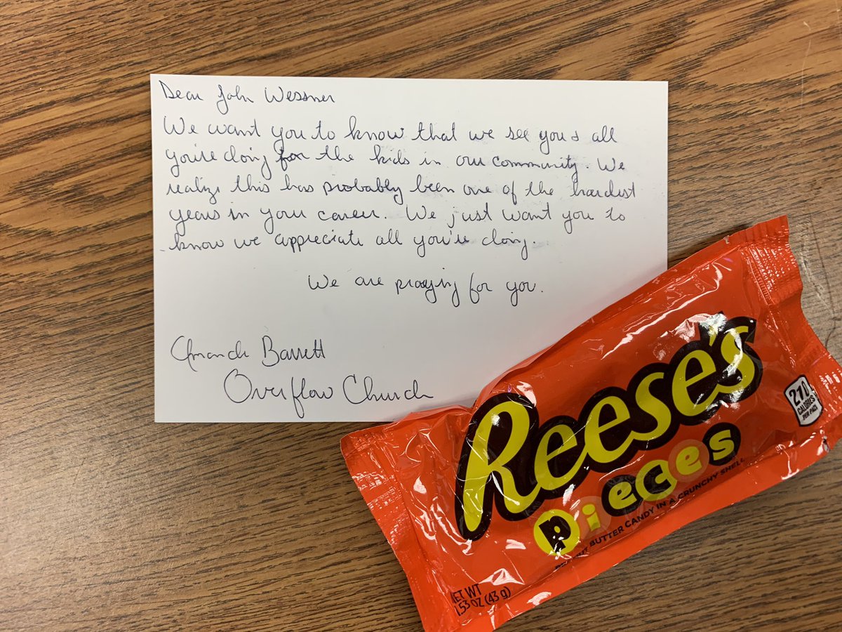 MrWessnerFOT's tweet photo. Great start to the day! Thank you for the kind words and treat, #OverflowChurch https://t.co/0ocGoCgo7J