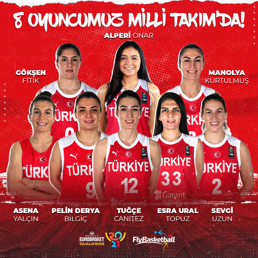 FLYBSKTBLL's tweet photo. 🇹🇷 A Kadın Milli Takımımızın, FIBA 2021 Kadınlar Avrupa Şampiyonası Elemeleri'nde Litvanya ile oynayacağı maçın aday kadrosunda yer alan 8 oyuncumuza başarılar diliyoruz! #FlyBasketball https://t.co/5CApp9lMNw