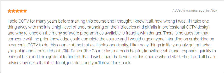 TavcomTraining's tweet photo. It's great to see how many of you have taken advantage of our vast range of online training courses, including our BTEC Level 5 CCTV System Design Diploma! The thing that makes it even better is the incredible reviews you have left us, we can't thank all of you enough https://t.co/nPTQLRfNaw