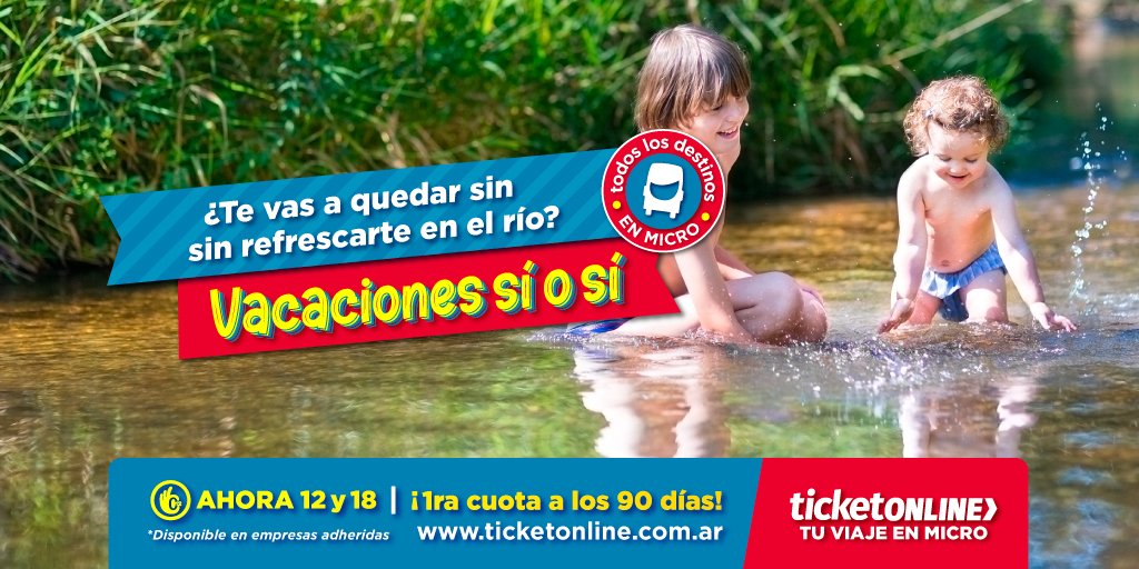 TicketOnlineAr's tweet photo. Estas #vacaciones activamos el #verano si o si #TicketOnline ☀️¡Comprá ahora tu #pasaje de #micro! 
👉 https://t.co/o11Em3MDZD https://t.co/ybXGt3ejdx