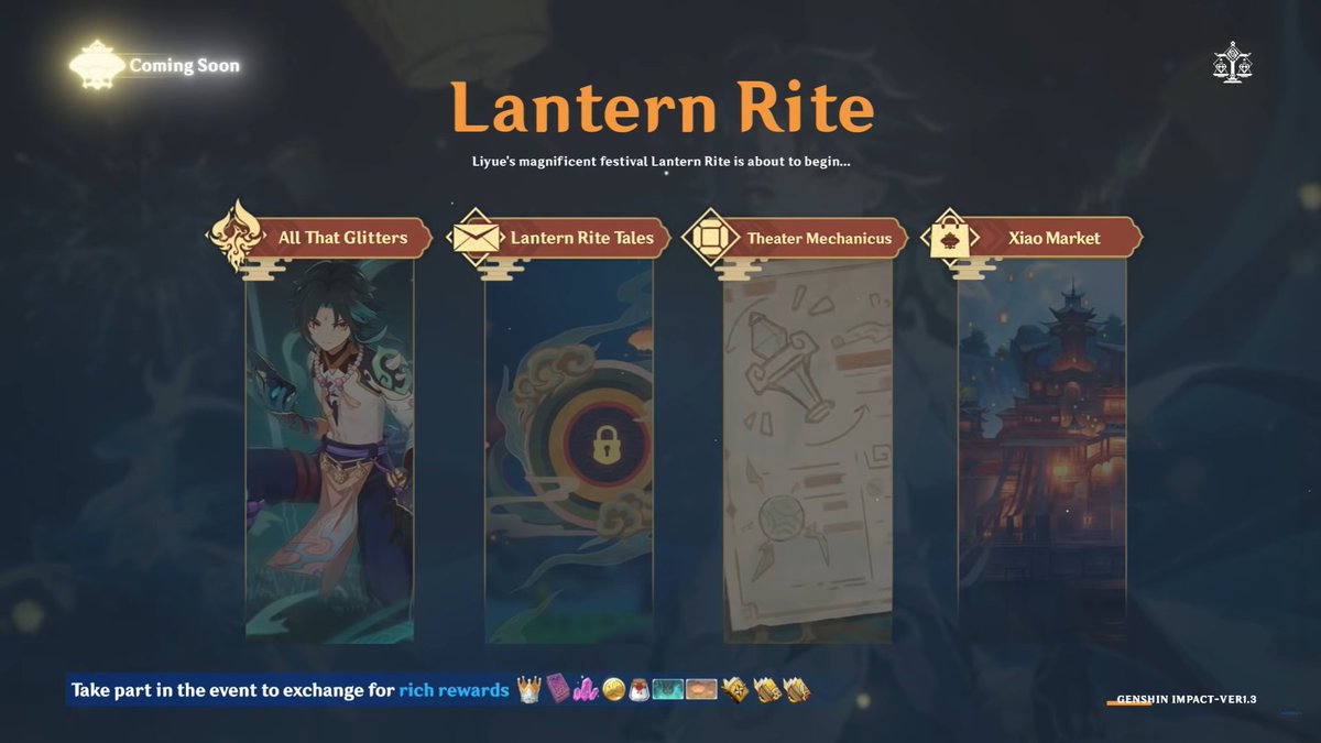 GenshinESP's tweet photo. 🏮 Se vienen cosas interesantes para la actualizacion 1.3, con todo el contenido que traerá el "Rito de Farol".

⭐ "Quédate a mi lado" para obtener a un personaje 4★ a elegir entre 6.

🗺 Eventos variados junto a un bonus de recompensas de Línea Ley.

#GESP_N #GenshinImpact https://t.co/XbDZ4Hcwmj