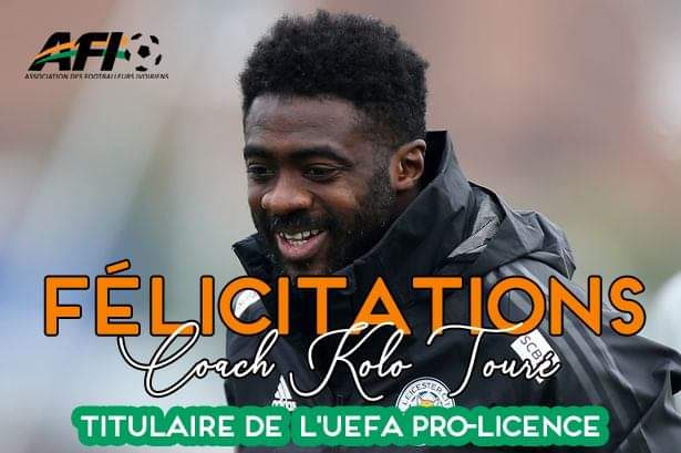 AFI_CI's tweet photo. Après une brillante carrière de footballeur, @KoloToure28 se donne les moyens de réussir sa reconversion. Le Vice-président de l'@AFI_CI  a décroché l'@UEFA Pro-Licence👏⚽🇨🇮. Il peut entraîner à tous les niveaux. @Domoraud_17 @arudin26 @GervinhOfficial @maxigr04del https://t.co/B1sQkbKXgf