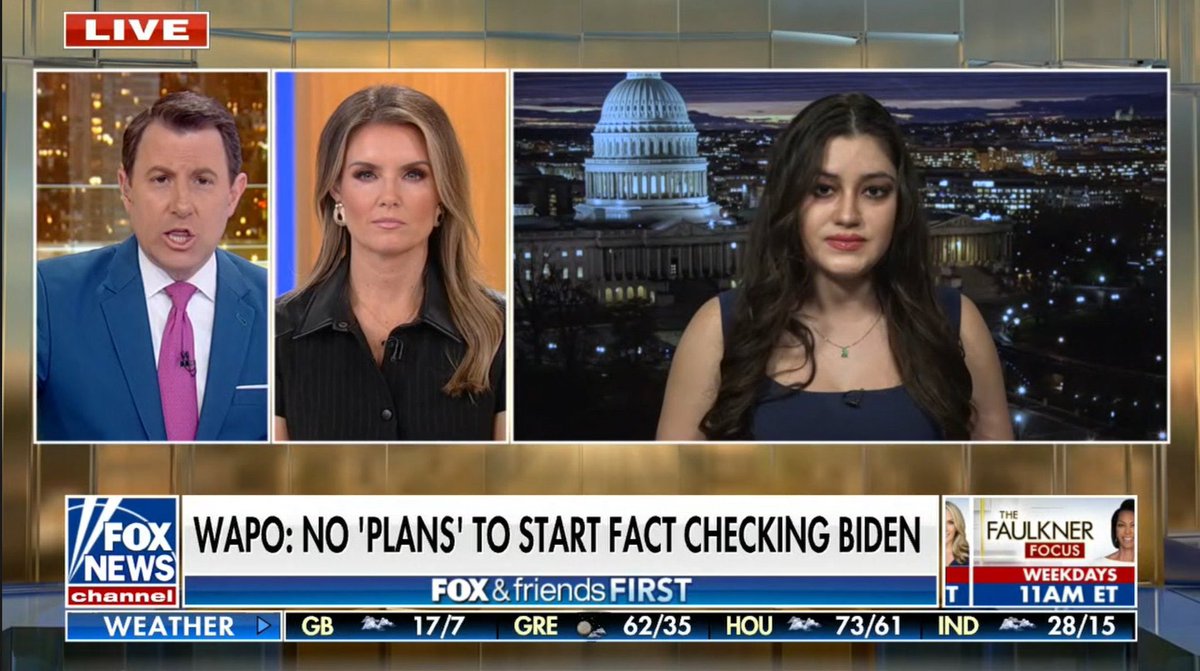 This Fox News banner is objectively wrong, embarrassing every person who appears on screen. WaPo never said it has no "plans" to start fact checking Biden. The Post IS fact checking Biden, obviously! So where did this lie come from? (1/3)
