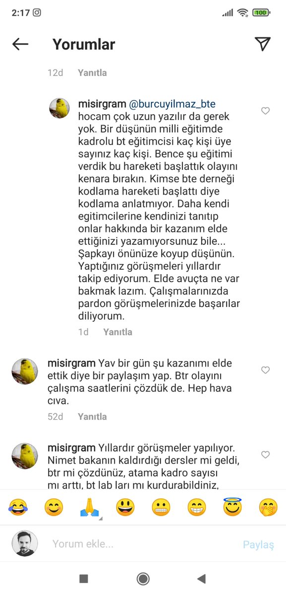 Kamudaki öğretmenlere, akademisyenlere, ilgili ilgisiz, yetkili yetkisiz kişilere, hatta bizim gibi STK'lara laf atıp duran, 

BT Dersinde kazandırmaya çalıştığımız davranışların aksi yönünde, sosyal medyayı linç etme, itibar karalama, kin kusma, yargı dağıtma, ahkam kesme ortamı