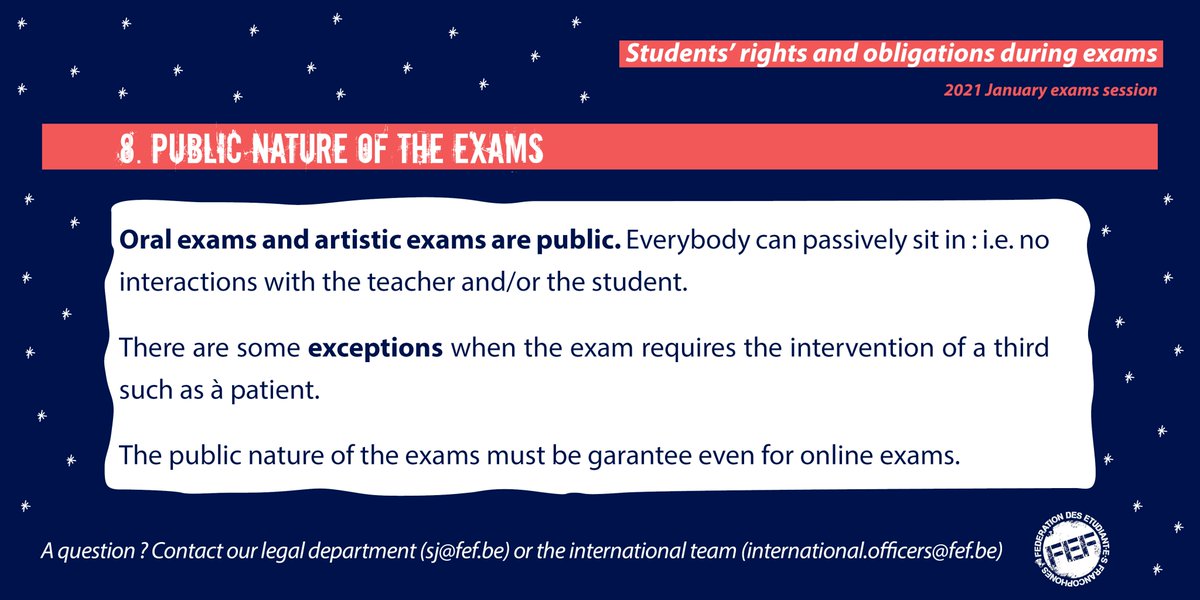 FEF_int's tweet photo. [Students'Rights] #Exams session 

See into the #legal framework on exams in #frenchspeaking Belgium 🇧🇪 https://t.co/JVomvdpHWa