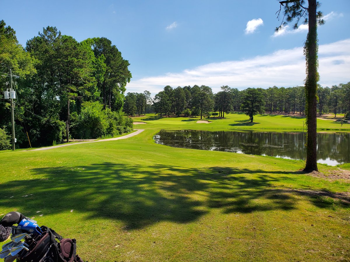 Hyland GC was a pleasant surprise in the Pinehurst area. A vibrant "locals'" course, 14 of the 18 holes play on, over, around or across the singular interesting land movement. The greens are a bit repetitive: bunker left, bunker right, clover shaped surface, but it's fun.10/