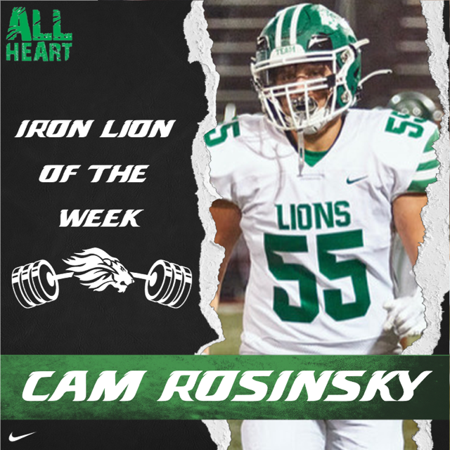 South Fayette Iron Lion of the Week is <a href="/CameronRosinsky/">Cam Rosinsky</a> The 6'2 230 OL/DL has put on 20lbs so far this winter.  We look forward to his motor and athleticism on both sides of the ball.  
#AllHeart💚🤍