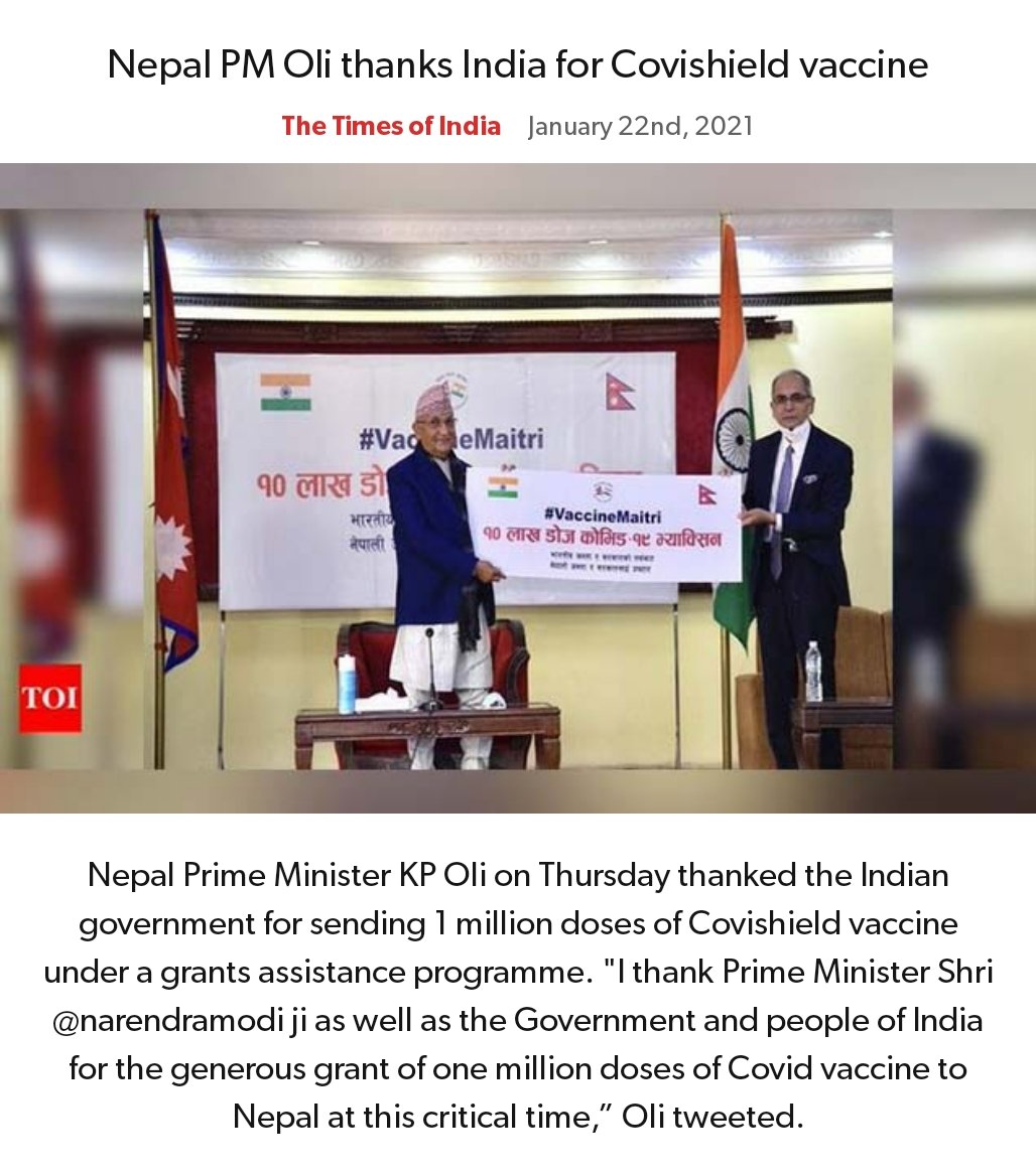 Nepal PM Oli thanks India for Covishield vaccine
https://t.co/6M6getTsnb
via NaMo App https://t.co/r8gw5MzlrT