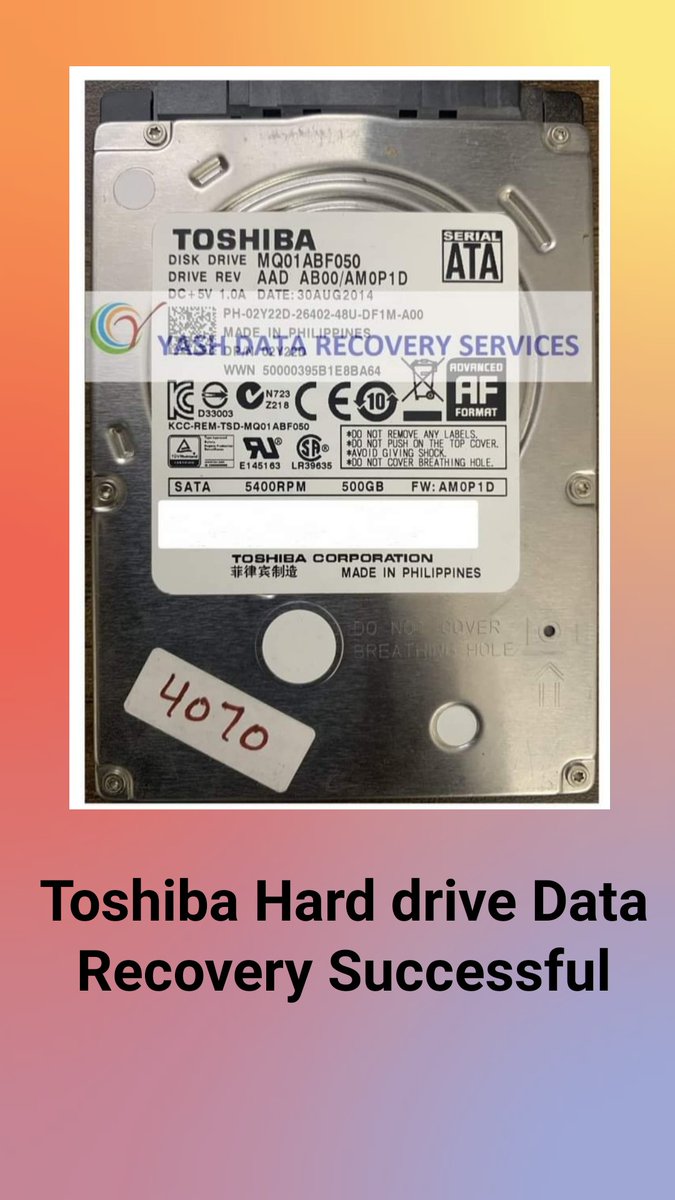 DataYash's tweet photo. Toshiba Laptop Hard Drive Head Issue Cases Solved and Full Data Recovery Successfully.
Lost Your Data Don't Panic
Contact us.
#toshibalaptopdatarecovery #toshibadesktopdatarecovery #datarecoveryservices #damagehddrecovery #datarecoverycenter
https://t.co/JLY8HFu2Ht https://t.co/Pot4ljU2r7