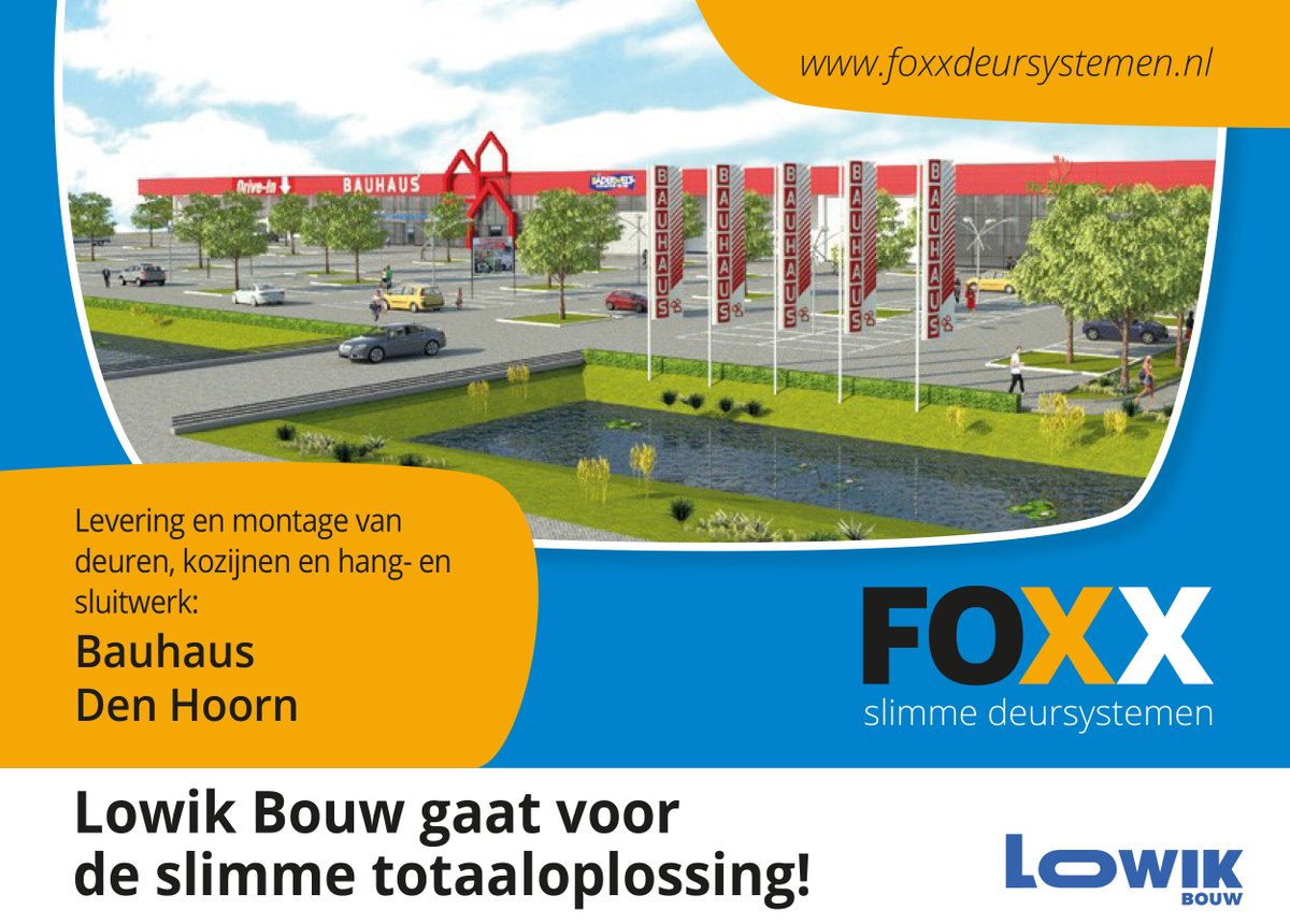Voor het project: Nieuwbouw <a href="/BAUHAUSNL/">BAUHAUS NEDERLAND</a> in Den Hoorn gaat Lowik Bouw voor de slimste oplossing: de levering en montage van deuren, kozijnen en hang- en sluitwerk via Foxx!
#slim #totaaloplossing #deuren #kozijnen #hangensluitwerk