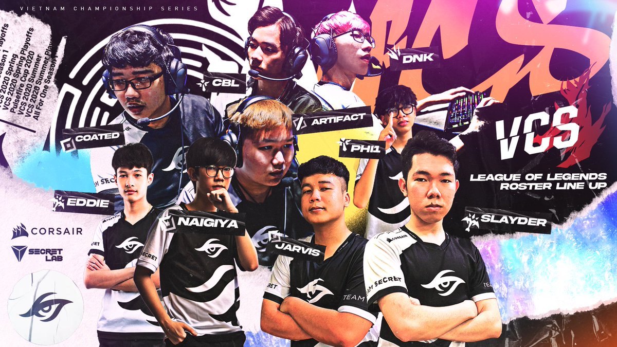teamsecret's tweet photo. LOCKED AND LOADED 💥
Our League of Legends roster for the Vietnam Championship Series is READY. Road to Worlds 2021 🇻🇳
Top: Nagiya, Coated
Jungler: DNK
Mid: Artifact
ADC: Slayder, Eddie
Support: CBL, Phi1
🔗 https://t.co/TqARidtJyj
#SecretLOL #VCS2021 https://t.co/HQhNCmYkI9