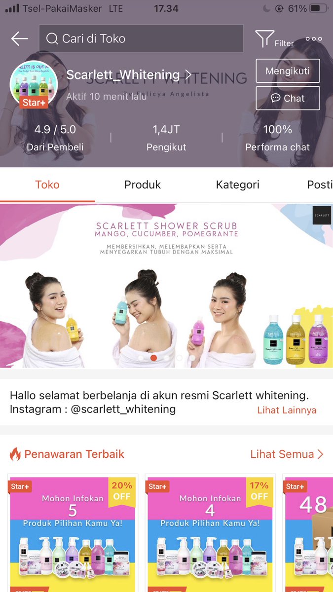 5) Aku belinya di instagram resminya langsung, yang pasti produk ini aman sudah terdaftar BPOM, buat harga satunya cuma 75k, cus buruan beli #scarlettwhitening  #scarlett  #whitening  #bodycareroutine  #skincare  #bodylotion  #bodyscrub  #showerscrub 
