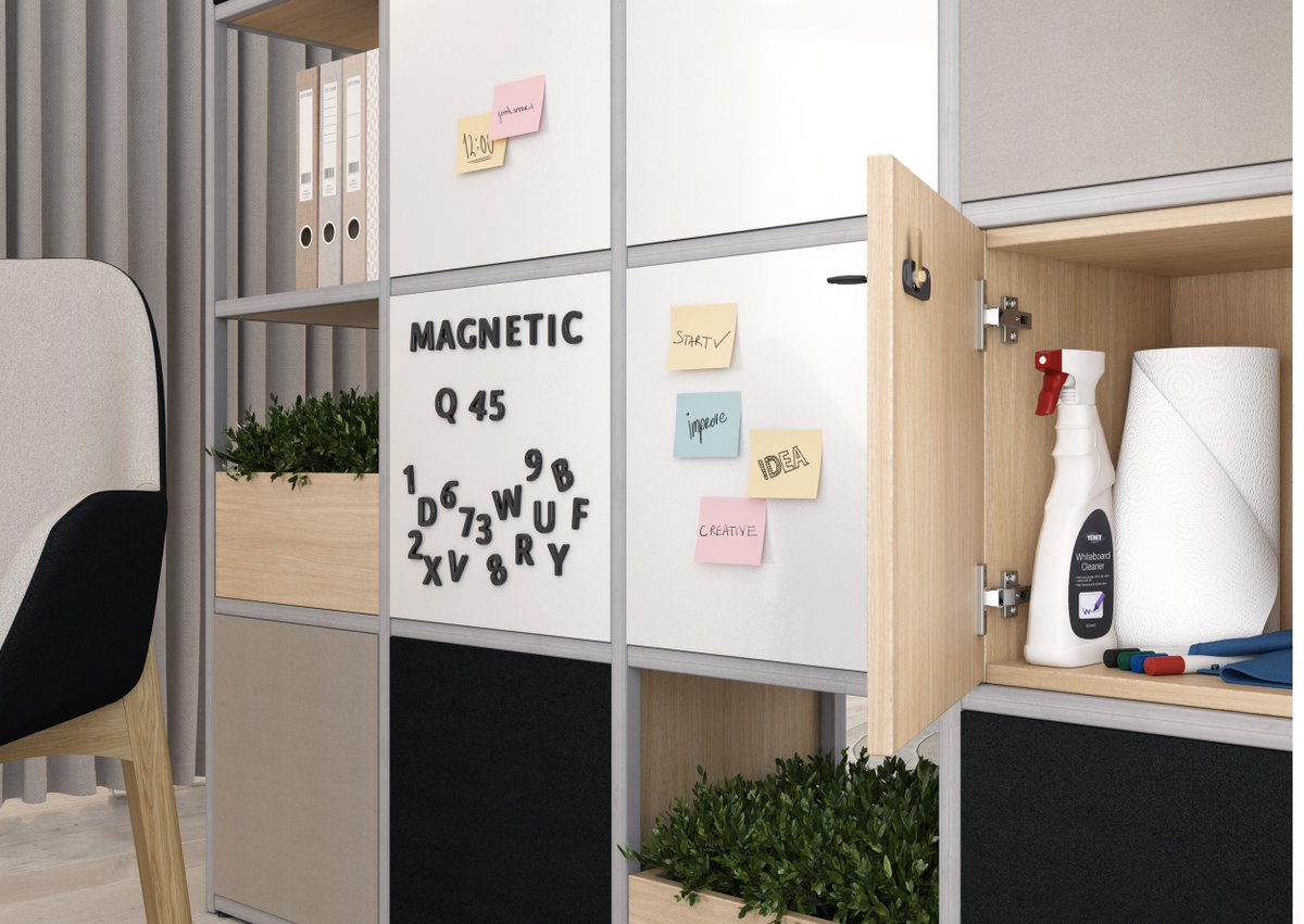 Task_Systems's tweet photo. As part of our 'Reimagine the way we work' series we are bringing forward products for agile working environments. In this series we are focusing on GRID storage, ideal for creating reconfigurable work zones without the need for fixed partitions. #spacedividers #modularstorage https://t.co/i3ov9X47Dm