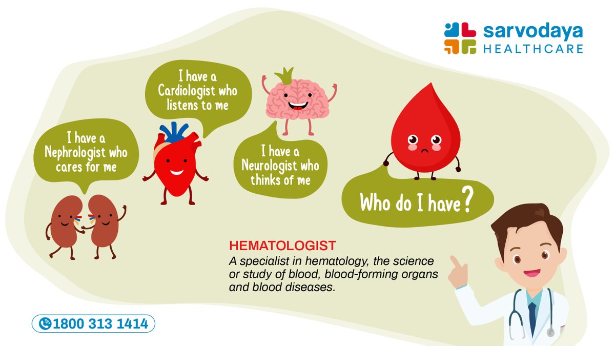 #Hematologists are the highly trained healthcare providers who specialize in diseases of the blood & blood components. These include blood & bone marrow cells.

For more information call: 18003131414 

#Hematology #BloodDiseases #BloodDisorders #SarvodayaHealthcare #SHRC