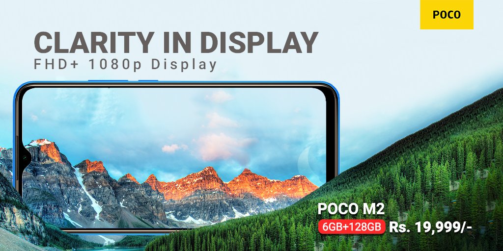 POCONepal's tweet image. Get high resolution screen display in #PocoM2 with FHD+ 1080 Display and 399 PPI. Make your entertainment more lively and clear.

Available in all Xiaomi authorized stores across Nepal.

#PocoM2 #PocoNepal
