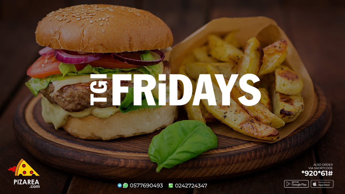 pizareagh's tweet photo. Happy #fridaymorning folks! Friday Vibes 
👉 Burger 🍔 fries 🍟 . Order online on https://t.co/gnZZXgIvRi also order via WhatsApp on 0577690493 or dial *920*61#. Call 0242724347 for further enquiries. 

Follow 👉 @pizareagh 
Follow 👉 @pizareagh 

#pizarea #pizareamagic #TGIF https://t.co/gPsNmSwsa8
