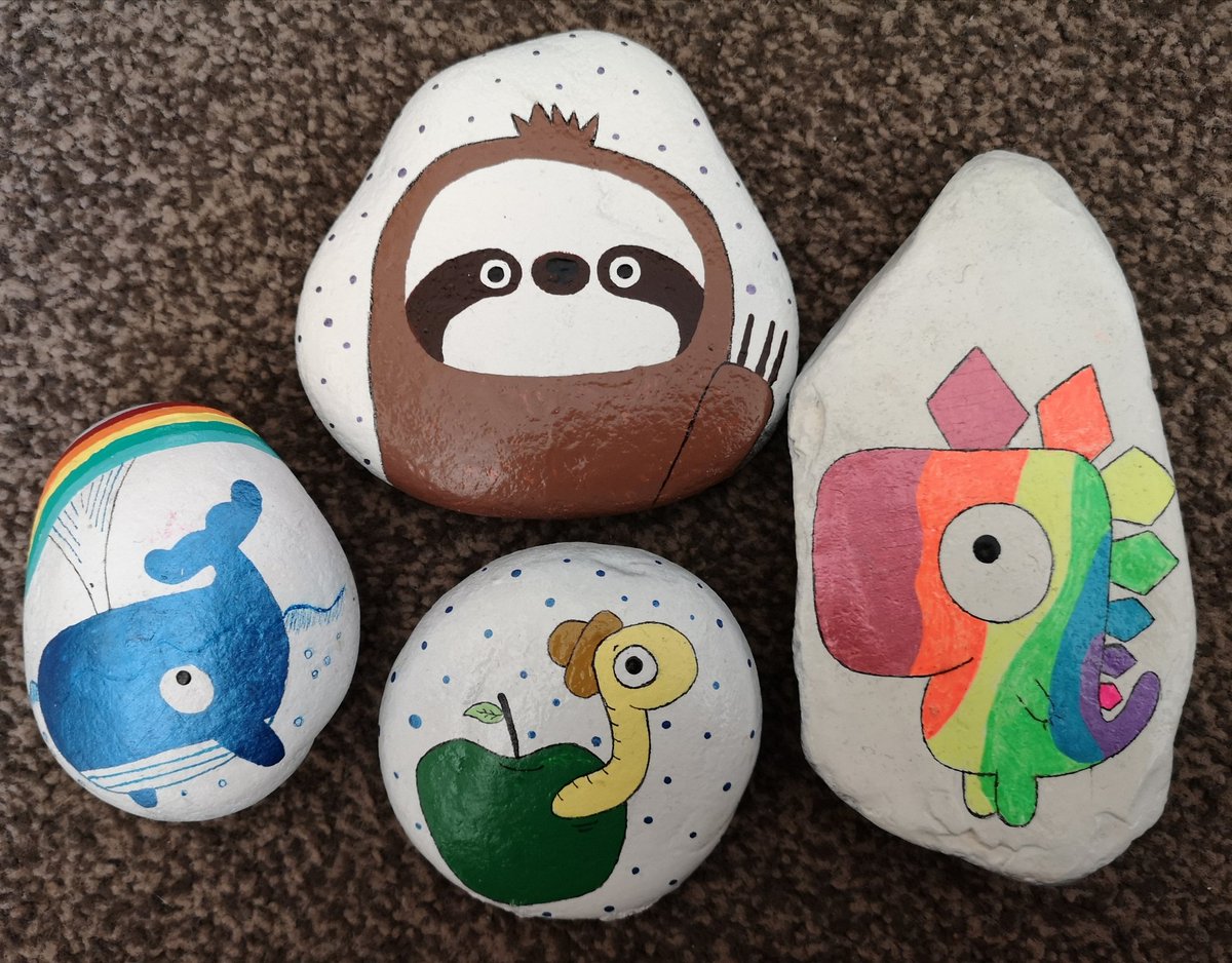 mrspaulaharris's tweet photo. @GMissthomas saw your #drawwithrob challenge - I love his characters and paint them in my #torfaenrocks regularly! https://t.co/93iemCS0C7