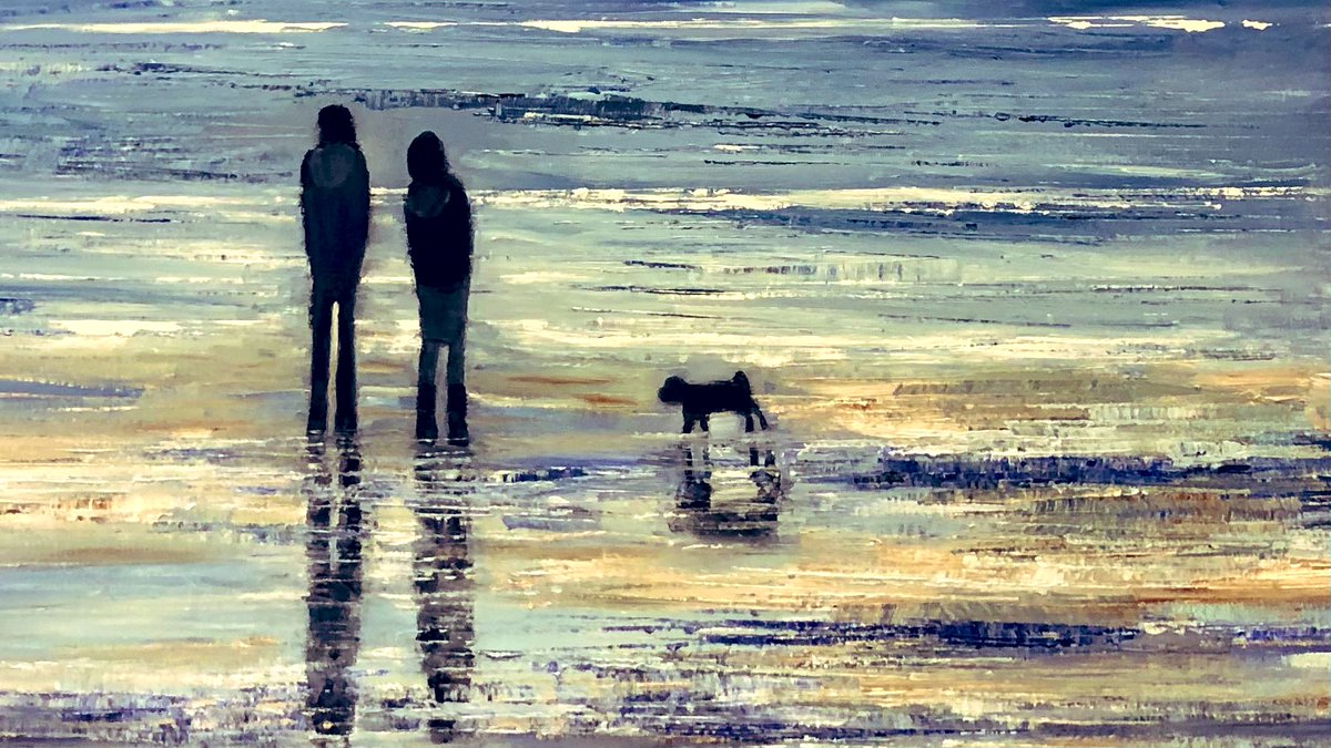 Hope you are bearing up and things are ok with you. I have been busy on commissions in my studio in #London this week. Here’s part of one of the #paintings with #children on the #beach with their #dog. For more of my new #paintings see affordableartfair.com/artists/jo-hol…. Keep strong guys x