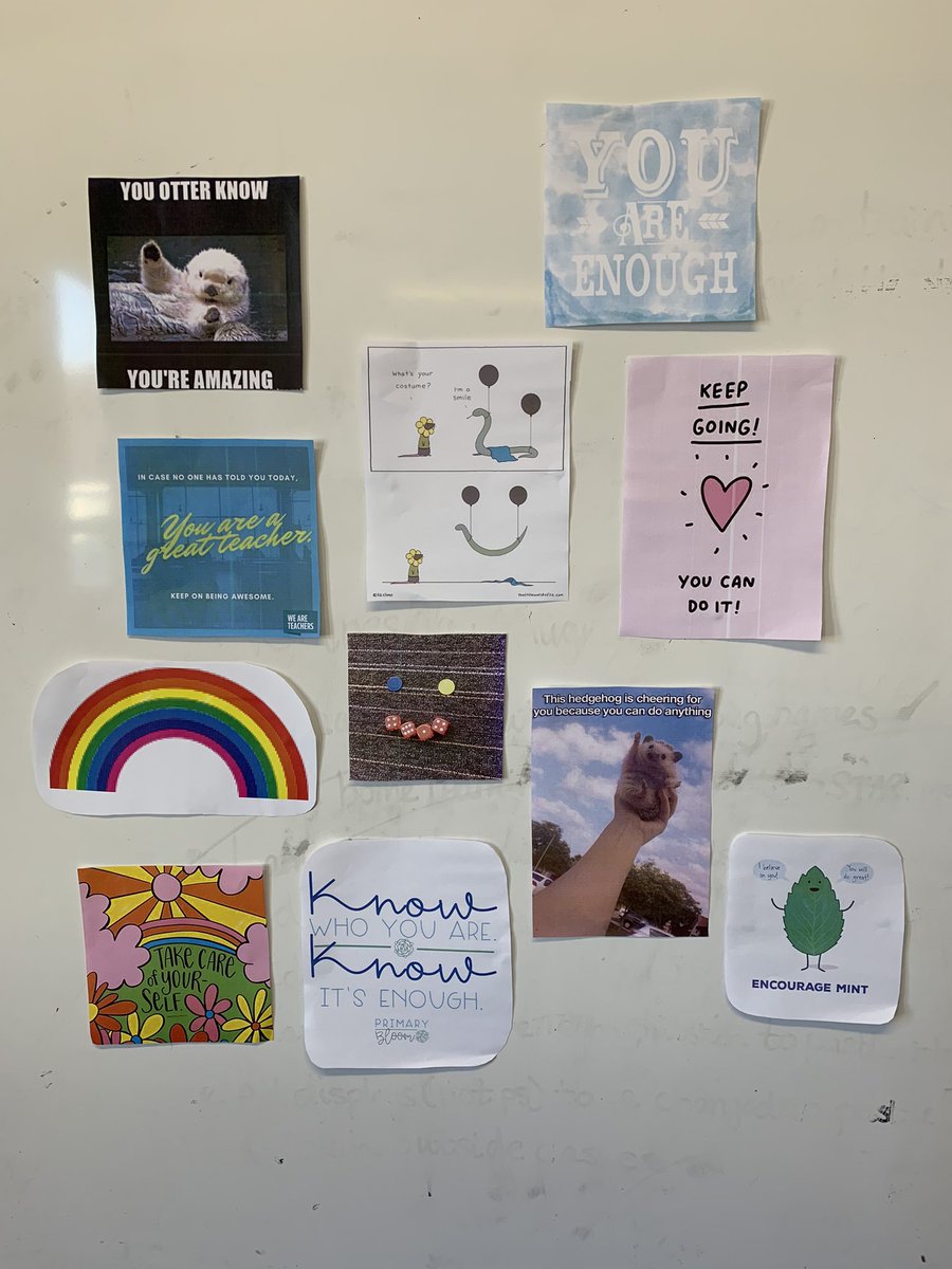 Came into work to find these affirmations and memes. Just what I needed 💙🥰 @CadderPrimary #staffhealthandwellbeing