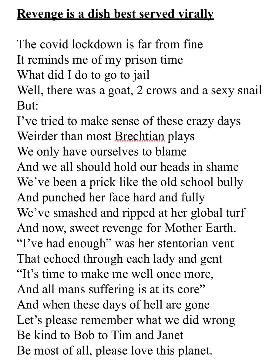 On the strength of your last like <a href="/timminchin/">Tim Minchin</a> <a href="/GretaThunberg/">Greta Thunberg</a> I offer one more piece of nonsense. Of these there are many but I won’t trouble you further than this. This one I like. Chanks.