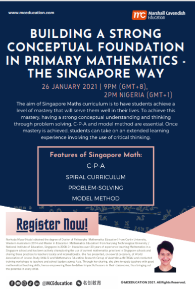 MagdielEdu's tweet photo. Building a Strong Conceptual Foundation in Primary Mathematics - The Singapore Way  
This webinar is free but registration is mandatory. Click the link to register. https://t.co/me7SXCtlzK https://t.co/KZ606tzSQ2
